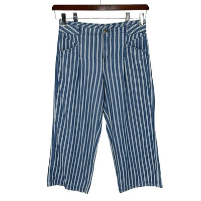 Pantalón American Eagle Outfitter Mujer Talla 16 Pierna Ancha Rayas Capri Algodón Marinero Foto 1 de 4