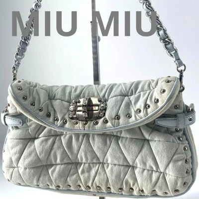 Miu Miu denim chain one-shoulder bag Crystal Bijou Woman’s rare - Image 1 of 4