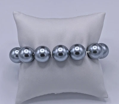 Pulsera elástica Charter Club gris menta perla 14 mm NOS Foto 1 de 4