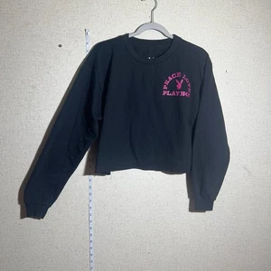 playboy long sleeve crop top crewneck black size small - Picture 1 of 4