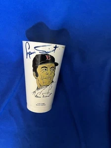 Louis Tiant 7 Eleven Slurpee Cup 1973 autógrafo firmado en azul Boston Red Sox - Imagen 1 de 5