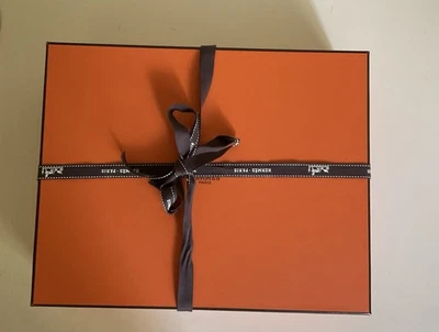 Authentic Hermes Paris Empty Box   11" x 9" x 3" With Tissue Paper And Ribbon - Image 1 of 4