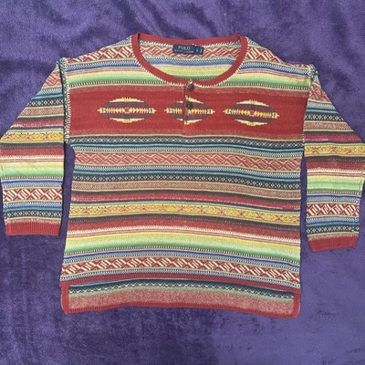 Polo Ralph Lauren Women's Large Aztec Pattern Sweater Linen Wool Silk - Image 1 of 4