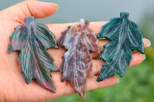 3"" Natural Océano Jaspe Hoja Talla Decoración del Hogar Cristal Regalo Curar 1 pieza - Imagen 1 de 10