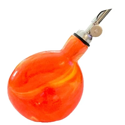 Dispensador de aceite de vidrio artístico naranja vibrante jarra AOVE boquilla de acero inoxidable Foto 1 de 4