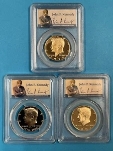 3-Coins 50c/50c/50c Kennedy Half Dollars PCGS PR69DCAM 1974S/19376Sl/1981S - Picture 1 of 7