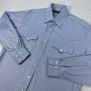 Camisa vaquera Miller Ranch Western para hombre S azul claro 100 % algodón con botones - Imagen 1 de 14