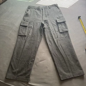 Vintage GAP Wool Blend Cargo Pants Men's 36x30 Gray Pockets Baggy Military - Picture 1 of 10