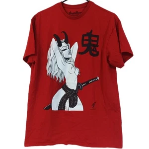 Threadless Oni Girl T-Shirt Unisex L Red Anime Succubus Demon Ninja Warrior - Picture 1 of 5