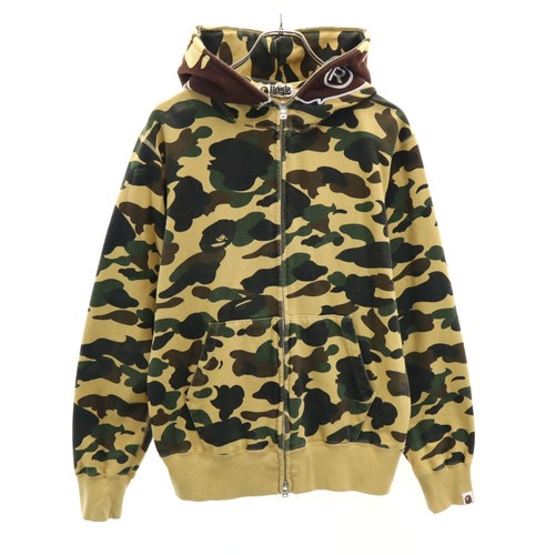 A BATHING APE (BAPE) Felpa vintage A Bathing Ape modello mimetico manica lunga zip cappuccio L Bei