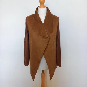 Stradivarius M UK 10 Brown Suedette Faux Suede & Jersey Knit Waterfall Jacket - Picture 1 of 7