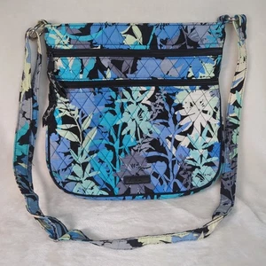 Vera Bradley Triple Zip Hipster Camofloral Crossbody Bag Quilted Cotton Blue - Bild 1 von 11