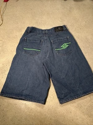 Pantalones Cortos de Jean Y2K Enyce Para Hombre Azul Sueltos Ropa de Calle Hip Hop Verde Bordado 34 Foto 1 de 4