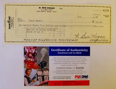 Ben Hogan Signed Check - PSA Certified Autograph W/ PSA Card - Golf HOF - Image 1 of 3