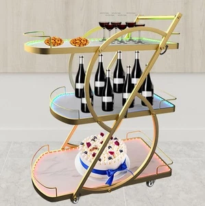 Serving Cart with Light, 3 Tiers Home Bar Serving Wine Trolly with Casters, M... - Picture 1 of 6