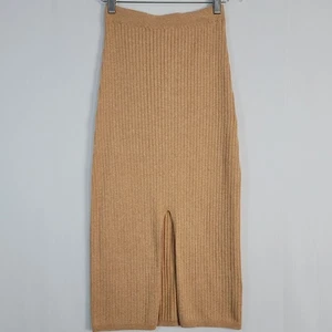 Falda midi Free People Skyline punto acanalado talla XS caramelo brezo minimalista neutra - Imagen 1 de 7