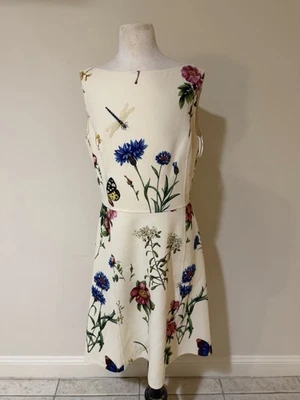 Oscar de la Renta Cream Floral Sleeveless Dress - Image 1 of 3