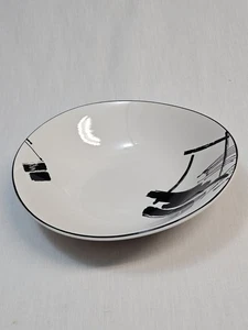 Sango Kalligraphie Larry Laslo 1986 ovale Servierschale schwarz & weiß 10”x8,75”x2” - Bild 1 von 6