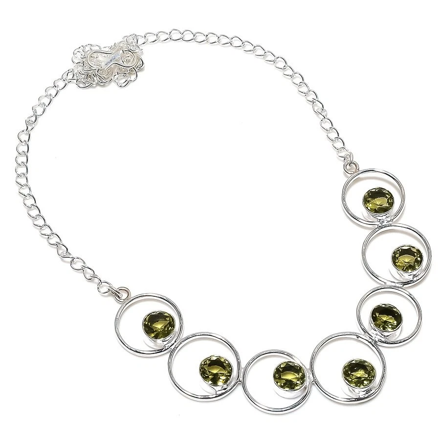 Collar de joyería de plata de ley 925 hecho a mano con piedras preciosas de cuarzo ahumado tamaño 18" Foto 1 de 1