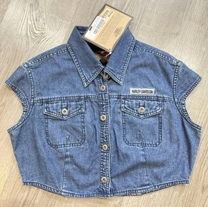 Harley Davidson Motorcycles Denim ärmelloses Top Cropped Weste Damen Medium - Bild 1 von 5