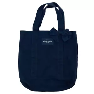 ABERCROMBIE AND FITCH Tote Bag Blue Bow Reusable Book Bag Cotton - Picture 1 of 7