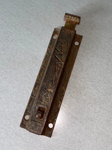 Antique Cast Iron Door To Floor Bolt Latch Victorian Eastlake Cover