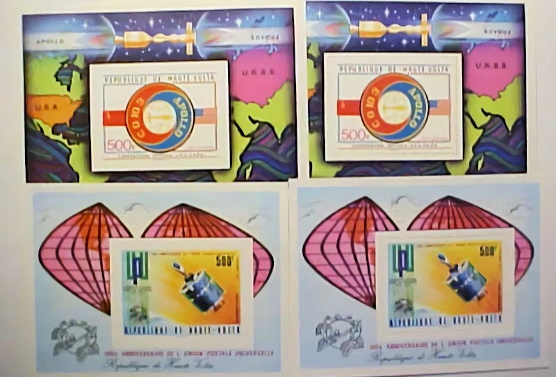 HAUTE VOLTA SPACE 2 HOJAS IMPERF Y 25 PERF 1974-1975 RED TODO DIFF LOLLINI Foto 1 de 1