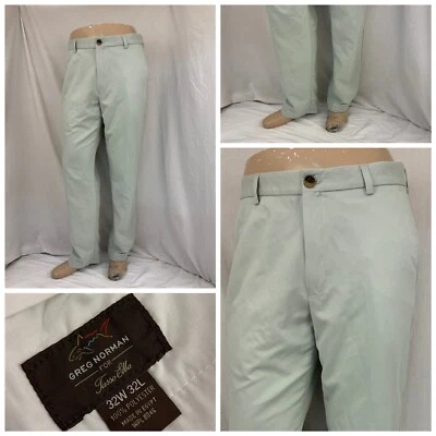Greg Norman Tasso Elba Men Pants 35x31 Light Green Poly Flat Front YGI Q1-332 - Изображение 1 из 4