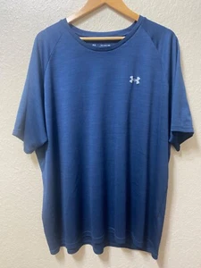 Under Armour UA 3XL XXXL Loose Fit Blue Navy Heather Heatgear Tee Shirt - Picture 1 of 3