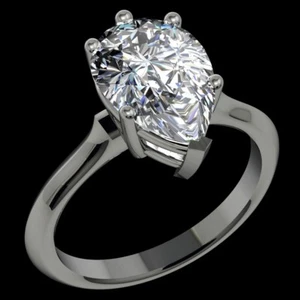 1.04 Carat D Si1 100% Natural Pear Shape Diamond 6 Prong 14k WG Ring Value - Picture 1 of 2