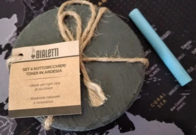 Set 4 sottobicchieri in ardesia tondi - Bialetti - Immagine 1 di 2