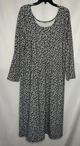 Old Navy Womens XXL Knit Black White Floral Long Sleeve Maxi Dress Stretchy NWT - Picture 1 of 7