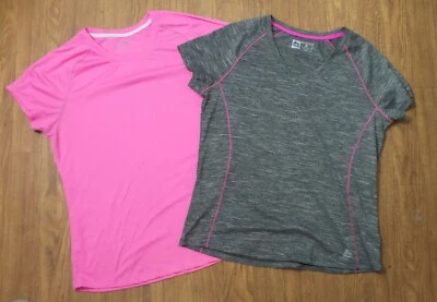 LO ÚLTIMO PNK Y GRIS CON ADORNOS ROSAS JERSEY ATLÉTICO CUELLO EN V TOPS PARA MUJER TALLA XL XXL  Foto 1 de 4