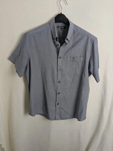 Marks & Spencer Men's casual formal shirt short sleeve size large navy button up - Picture 1 of 9