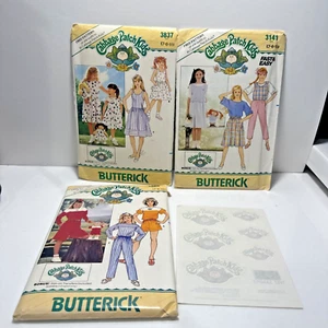3 Butterick Muster Kohl Patch Kinder Puppe Mädchen ungeschnitten mit Bügeltransfers - Bild 1 von 7