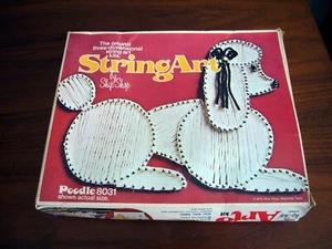 Hippi 1975 Vintage String Art by Ship Shop White Poodle Dog 8031 3D NOS Open Box - Picture 1 of 2