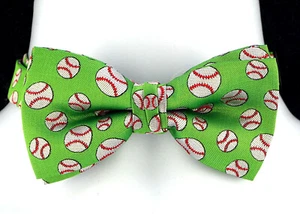 Baseball Men's Bow Tie Pre-Tied Adjustable Novelty Dress Sports Green Bowtie - Picture 1 of 2
