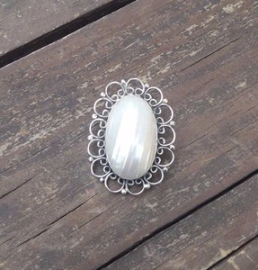 CIONDOLO VINTAGE MESSICANO OAXACA ARGENTO STERLING 925 FILIGRANA CON MADREPERLA - Foto 1 di 10