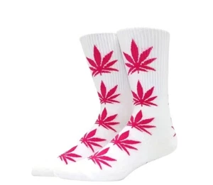 Pot Leaf 420 Marihuana Blanco/Rosa Talla Única Se Adapta Talla 7-12 UNISEX/Hombres/Mujeres - Imagen 1 de 1