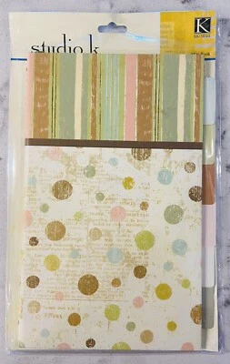 NUEVO Mini libro Studio K puntos y rayas álbum de recortes archivo pestañas páginas verde rosa bronceado Foto 1 de 2