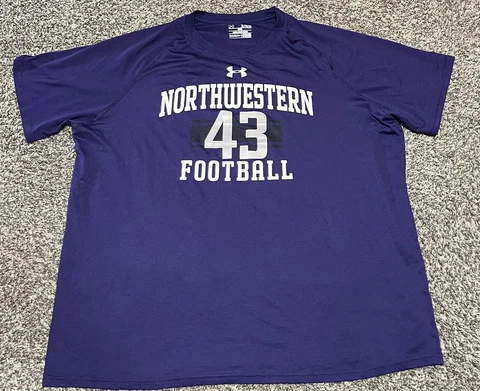 Northwestern Wildcats Under Armour Short Sleeve Shirt Men's XL #43 Player Issued Cover