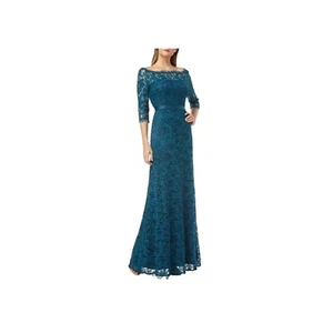 JS Collections Lace Formal Gown Evening Dress Teal Blue 3/4 Sleeve Prom Wedding - Picture 1 of 16