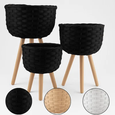 Blumentopf 3er Set Rattan Pflanztopf Blumenkasten Pflanzenständer Pflanzgefäße - Bild 1 von 4