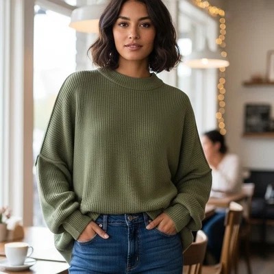 Free People Easy Street Tunic SweaterWomen's Medium Oversized Sea Garden Green - Image 1 of 4