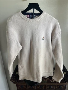 Ralph Lauren Chaps Mens Sweater M Hand Framed Cream Herringbone 90’s Vintage - Picture 1 of 8