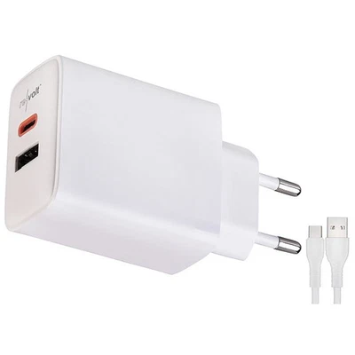 revolt Kompaktes 2-Port-USB-Netzteil, USB-C PD 65 W, USB-A QC 18 W, GaN - Bild 1 von 4