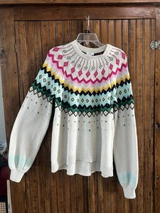 Crown & Ivy Fair Isle Pullover Gr. XL Petite Nordic Strickpullover Mehrfarbig - Bild 1 von 6