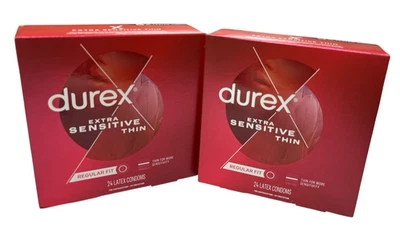 2 Pack (24ct each) Durex Extra Sensitive Thin Condoms Regular Fit EXP 3/28 - Image 1 of 4