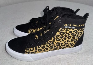 Supra Stacks Mid Black Cheetah Animal Canvas Shoe Men’s 9 Skate Skateboarding - Picture 1 of 6