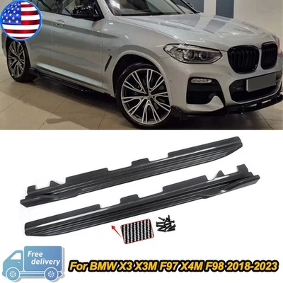 Pair Carbon Look Side Skirts Rocker Molding For BMW X3 X3M F97 X4M F98 2018-2023 Foto 1 de 4